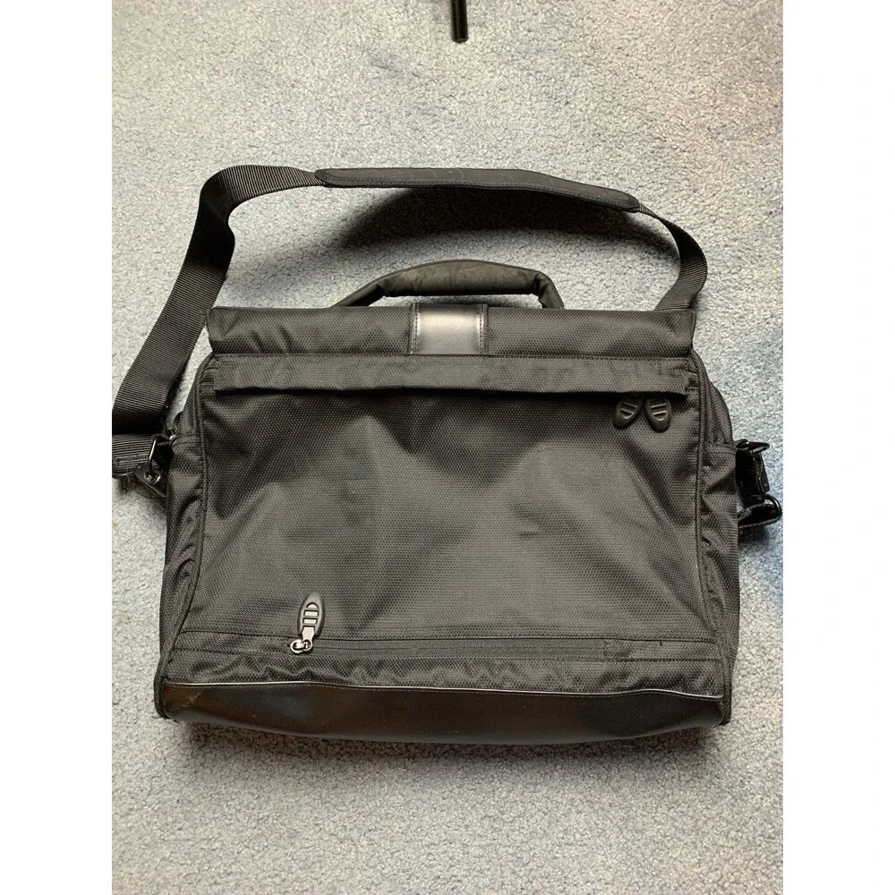 Tumi Laptop Briefcase Messenger Bag Nylon Leather Multiple Pockets Black